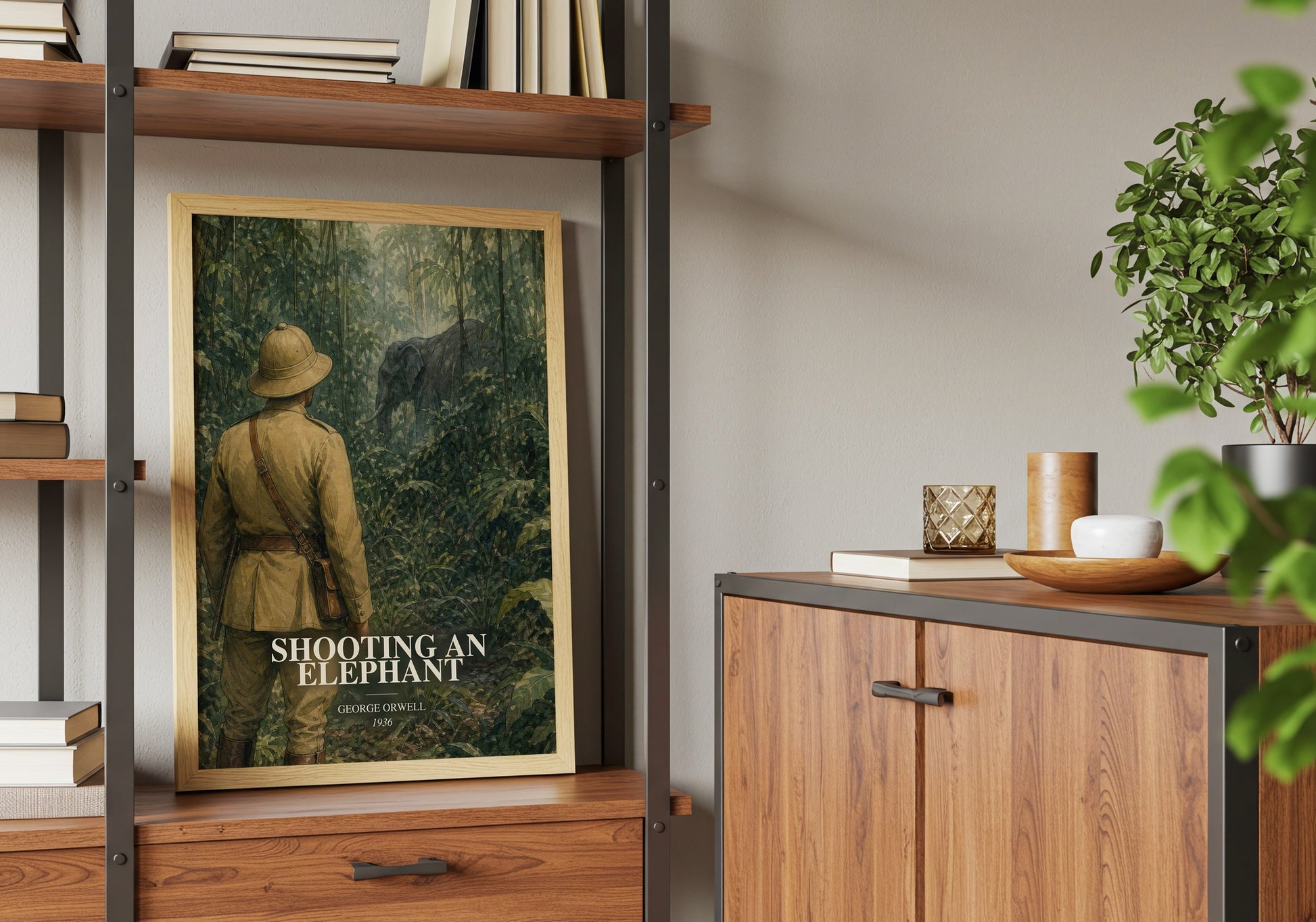 Shooting An Elephant book watercolour illustration paper finish options – matte satin gloss