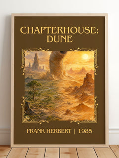 Chapterhouse: Dune Classic Book Art Print by Frank Herbert – framed print leaning on a wooden floor