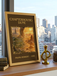 Chapterhouse: Dune Classic Book Art Print by Frank Herbert – framed print on a city-view windowsill