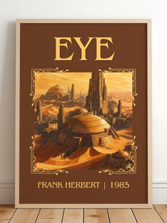 Eye Classic Book Art Print by Frank Herbert – framed print leaning on a wooden floor