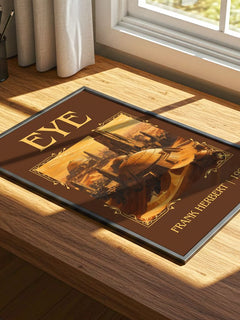 Eye Classic Book Art Print by Frank Herbert – print on a sunlit desk