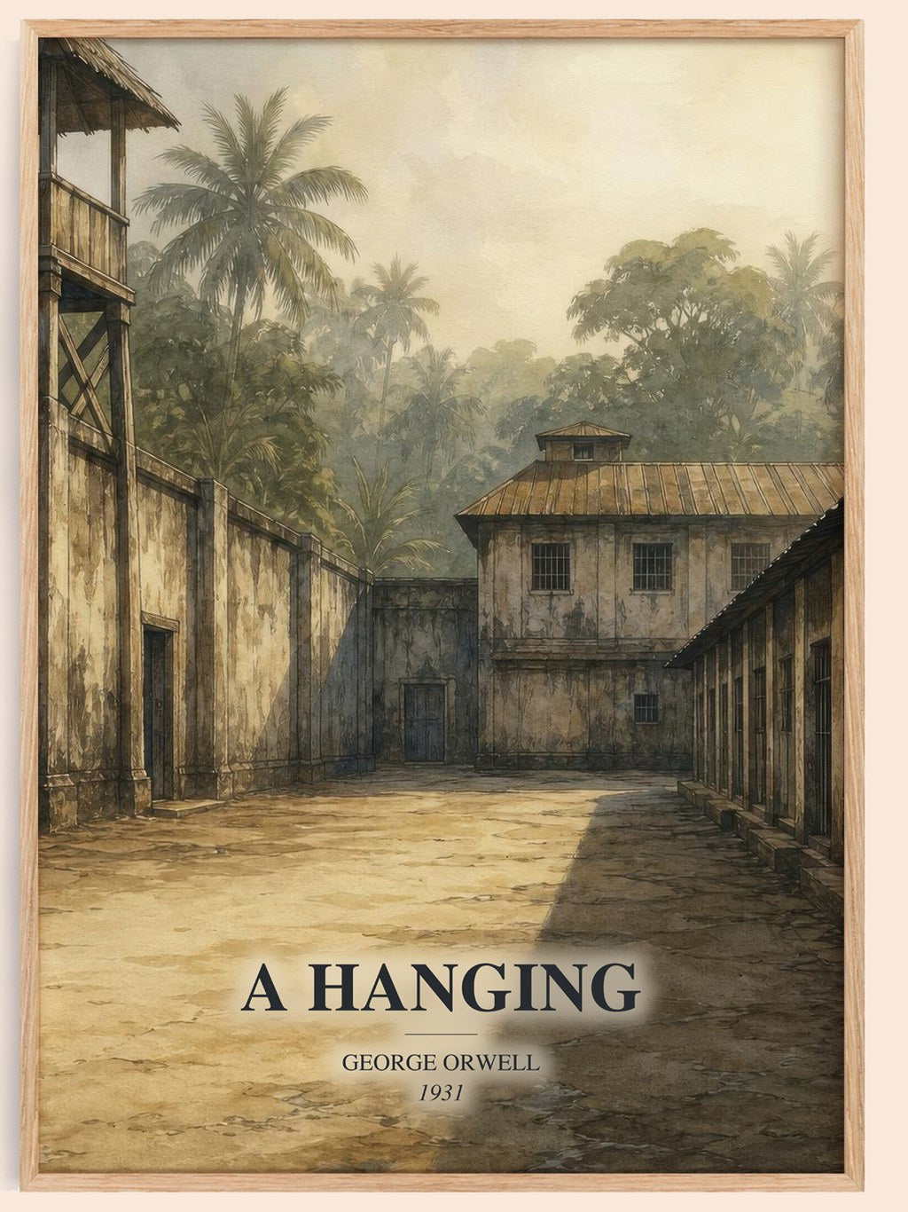 A Hanging watercolour book poster by George Orwell – framed literary art print