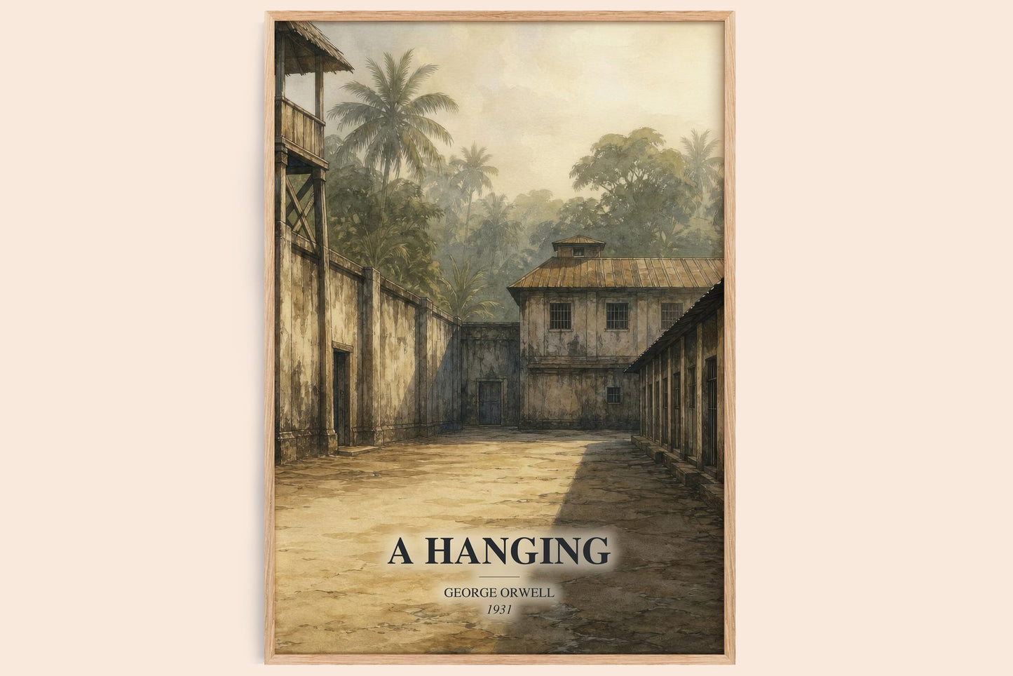 A Hanging watercolour book poster by George Orwell – framed literary art print