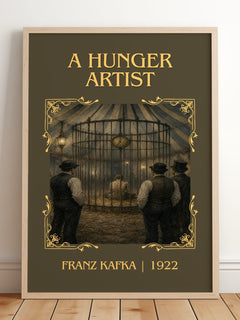 A Hunger Artist Classic Book Art Print by Franz Kafka – framed print leaning on a wooden floor