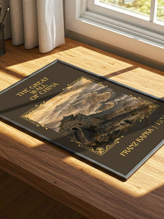 The Great Wall Of China Classic Book Art Print by Franz Kafka – print on a sunlit desk
