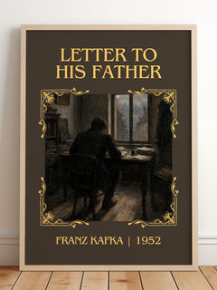 Letter To His Father Classic Book Art Print by Franz Kafka – framed print leaning on a wooden floor