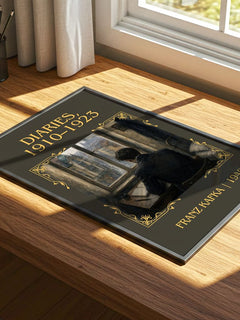 Diaries, 1910–1923 Classic Book Art Print by Franz Kafka – print on a sunlit desk