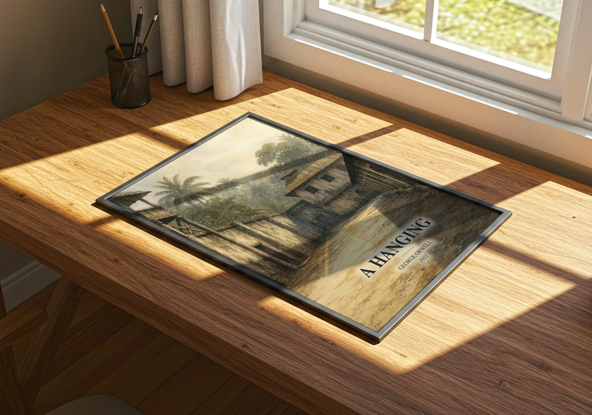 A Hanging watercolour book poster framed on wall – non fiction wall art