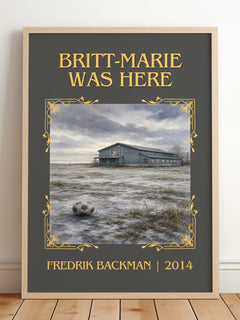 Britt-Marie Was Here Classic Book Art Print by Fredrik Backman – framed print leaning on a wooden floor