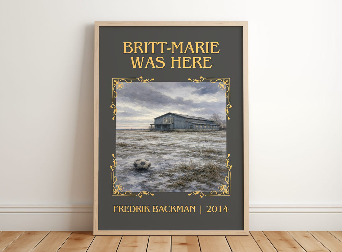 Britt-Marie Was Here Classic Book Art Print by Fredrik Backman – framed print leaning on a wooden floor