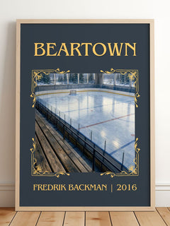 Beartown Classic Book Art Print by Fredrik Backman – framed print leaning on a wooden floor