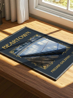Beartown Classic Book Art Print by Fredrik Backman – print on a sunlit desk