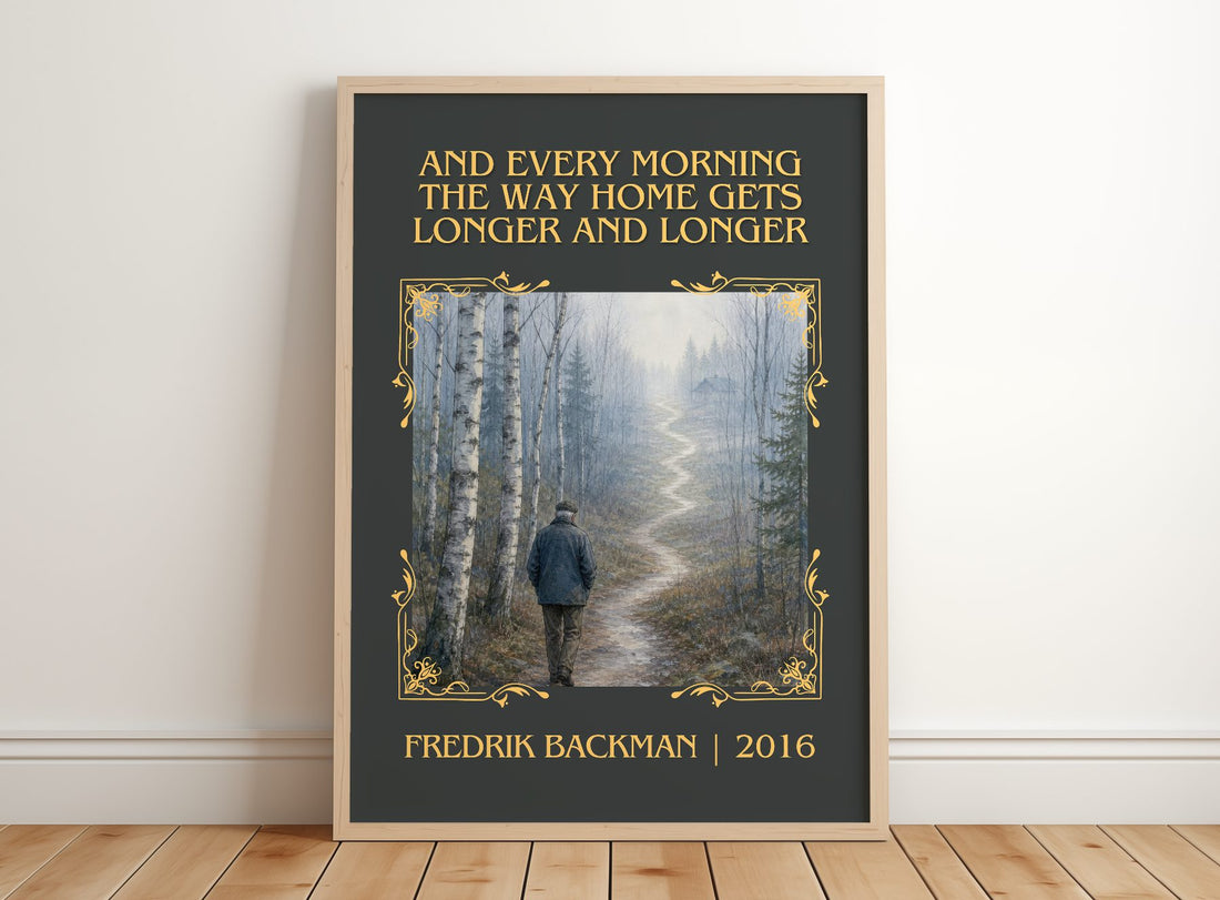 And Every Morning The Way Home Gets Longer And Longer Classic Book – framed print leaning on a wooden floor