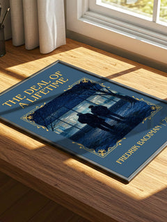 The Deal Of A Lifetime Classic Book Art Print by Fredrik Backman – print on a sunlit desk