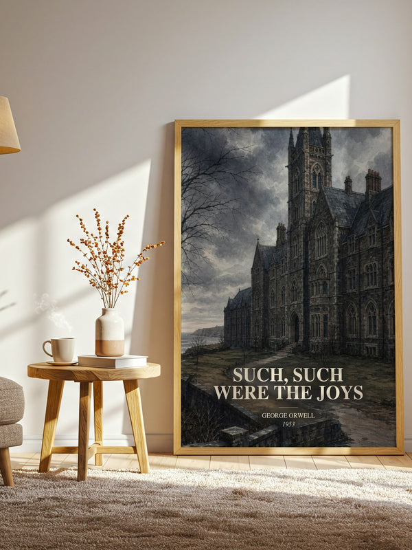 Such, Such Were The Joys watercolour print in frame leaning in hallway – memoir wall art