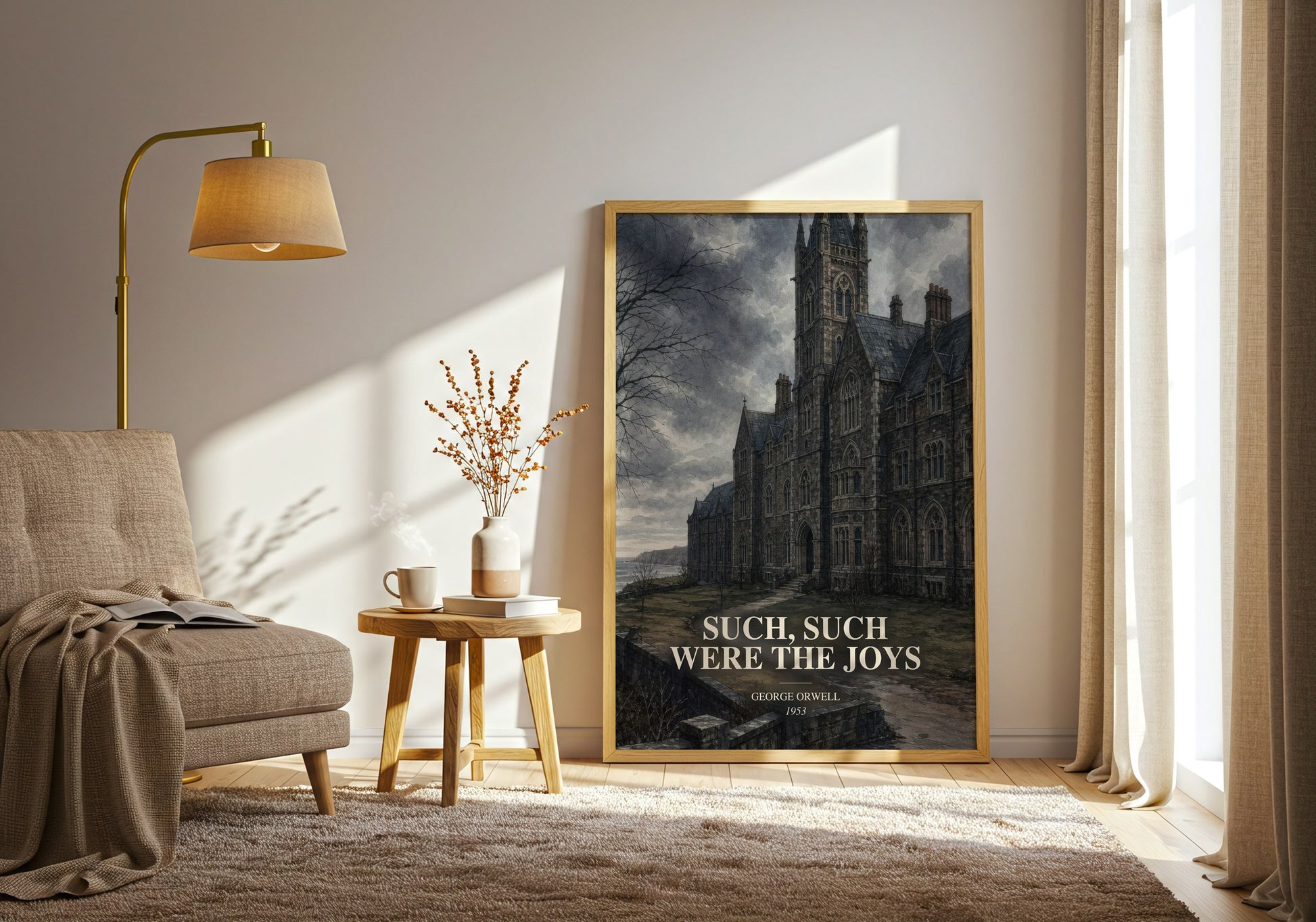 Such, Such Were The Joys watercolour print in frame leaning in hallway – memoir wall art