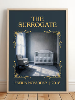 The Surrogate Classic Book Art Print by Freida Mcfadden – framed print leaning on a wooden floor