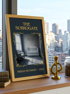 The Surrogate Classic Book Art Print by Freida Mcfadden – framed print on a city-view windowsill