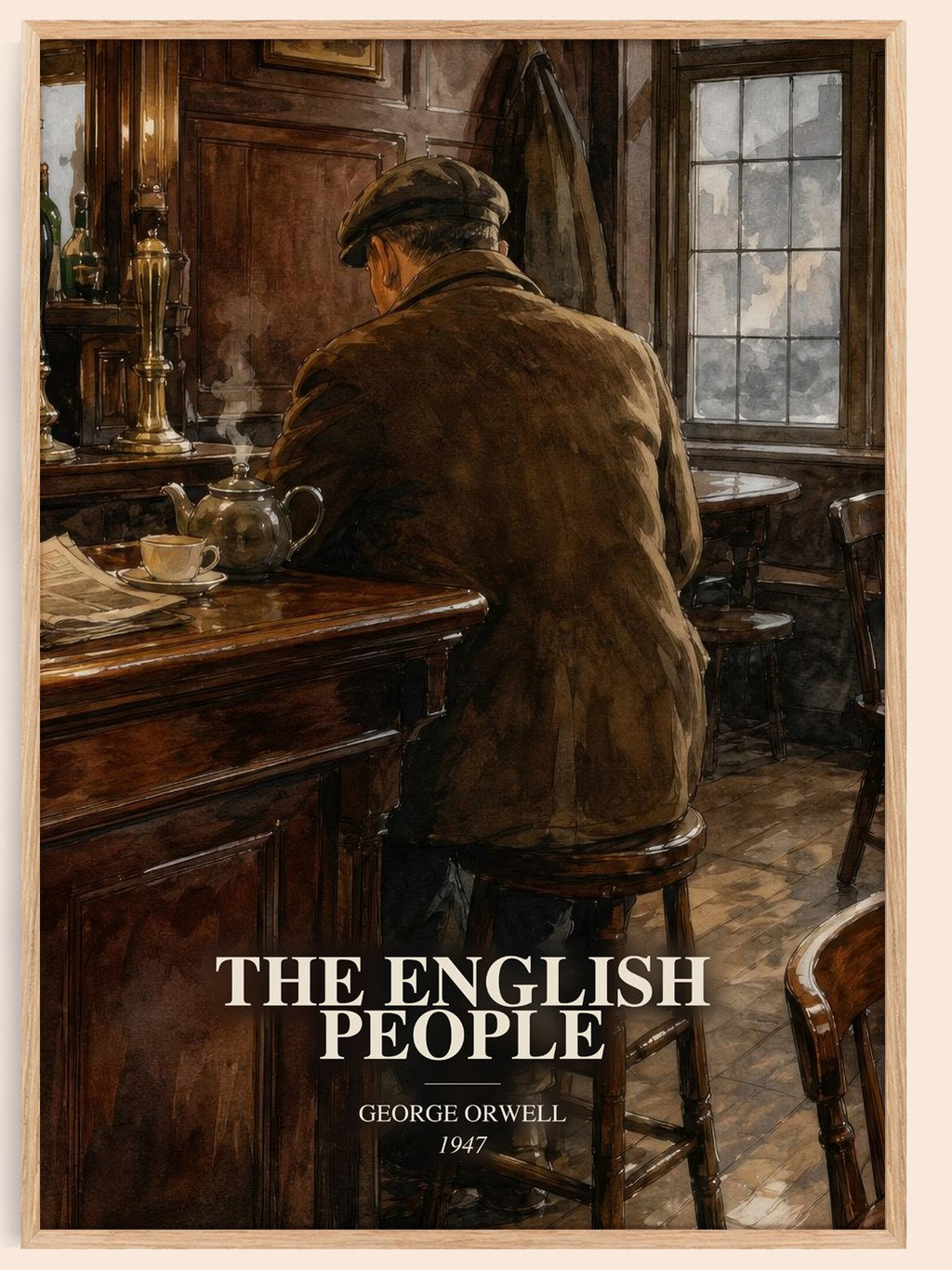 The English People watercolour book poster by George Orwell – framed literary art print