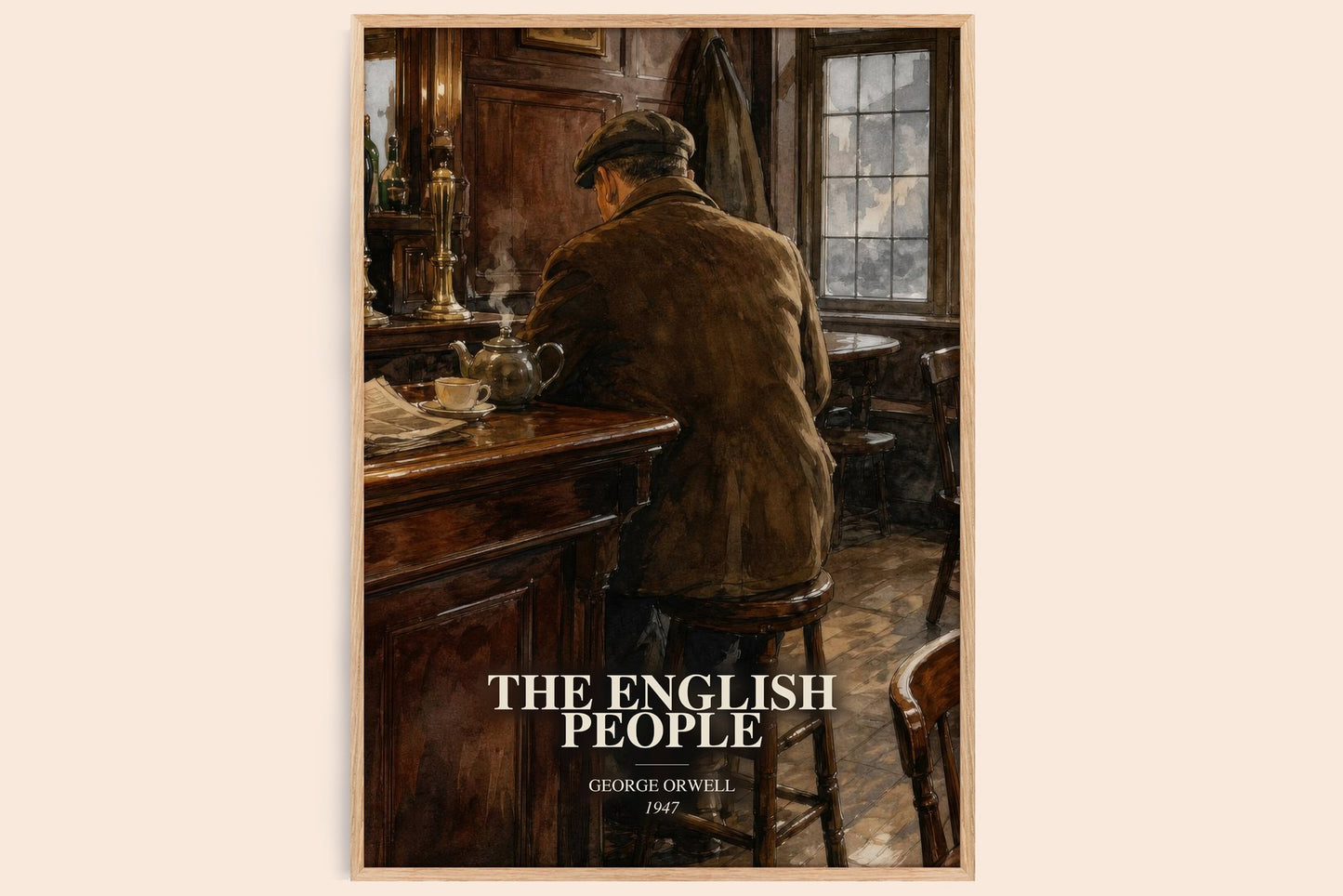 The English People watercolour book poster by George Orwell – framed literary art print
