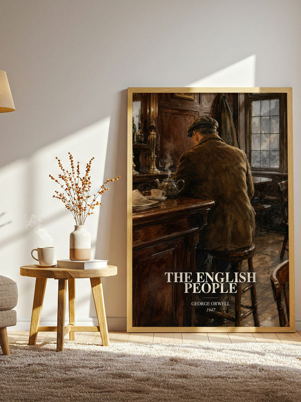 The English People watercolour print in frame leaning in hallway – non fiction wall art