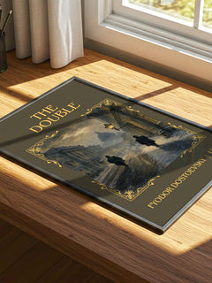 The Double Classic Book Art Print by Fyodor Dostoevsky – print on a sunlit desk
