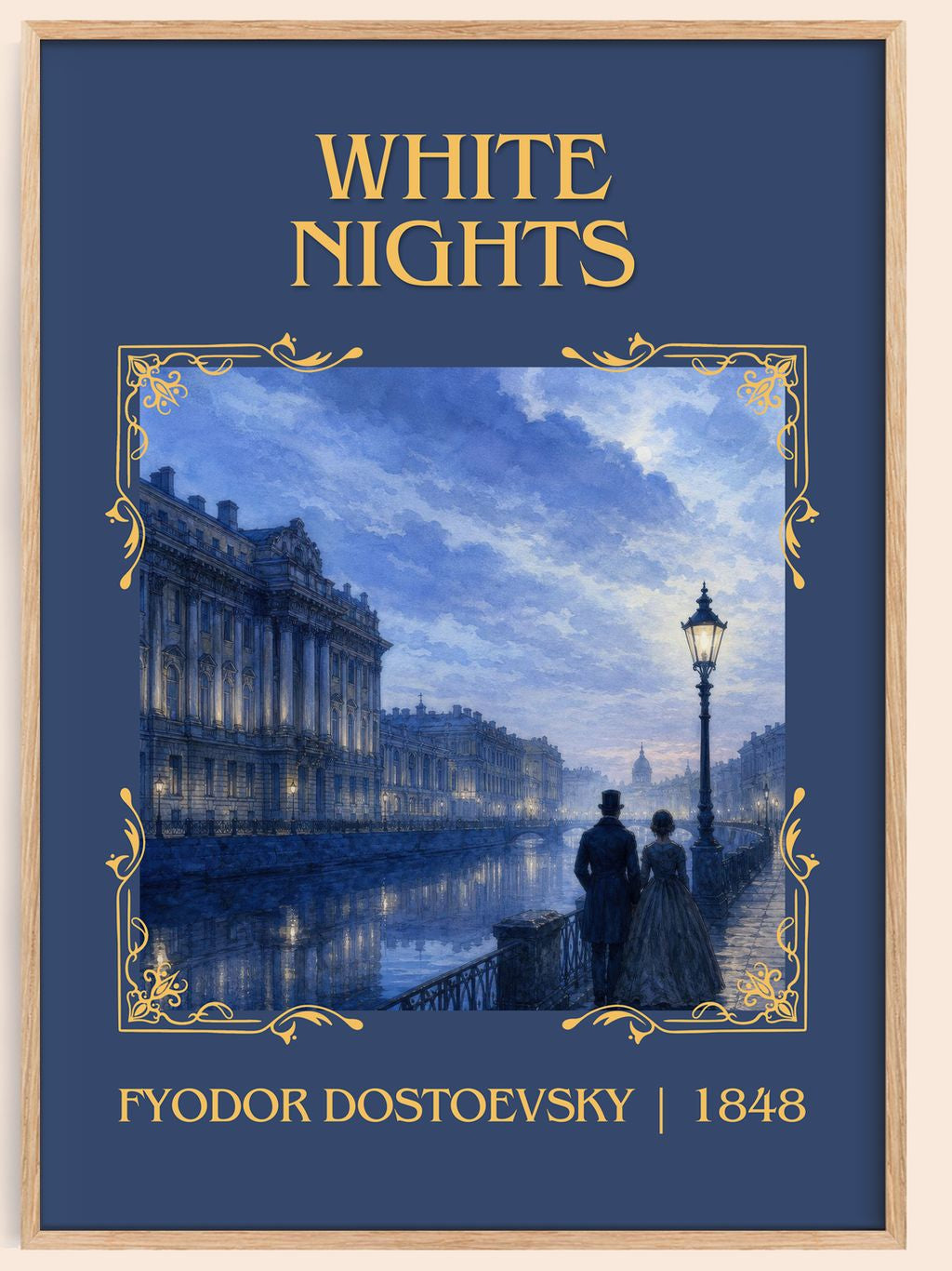 White Nights Classic Book Art Print by Fyodor Dostoevsky – book poster