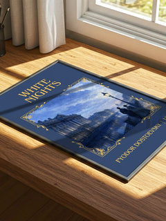 White Nights Classic Book Art Print by Fyodor Dostoevsky – print on a sunlit desk