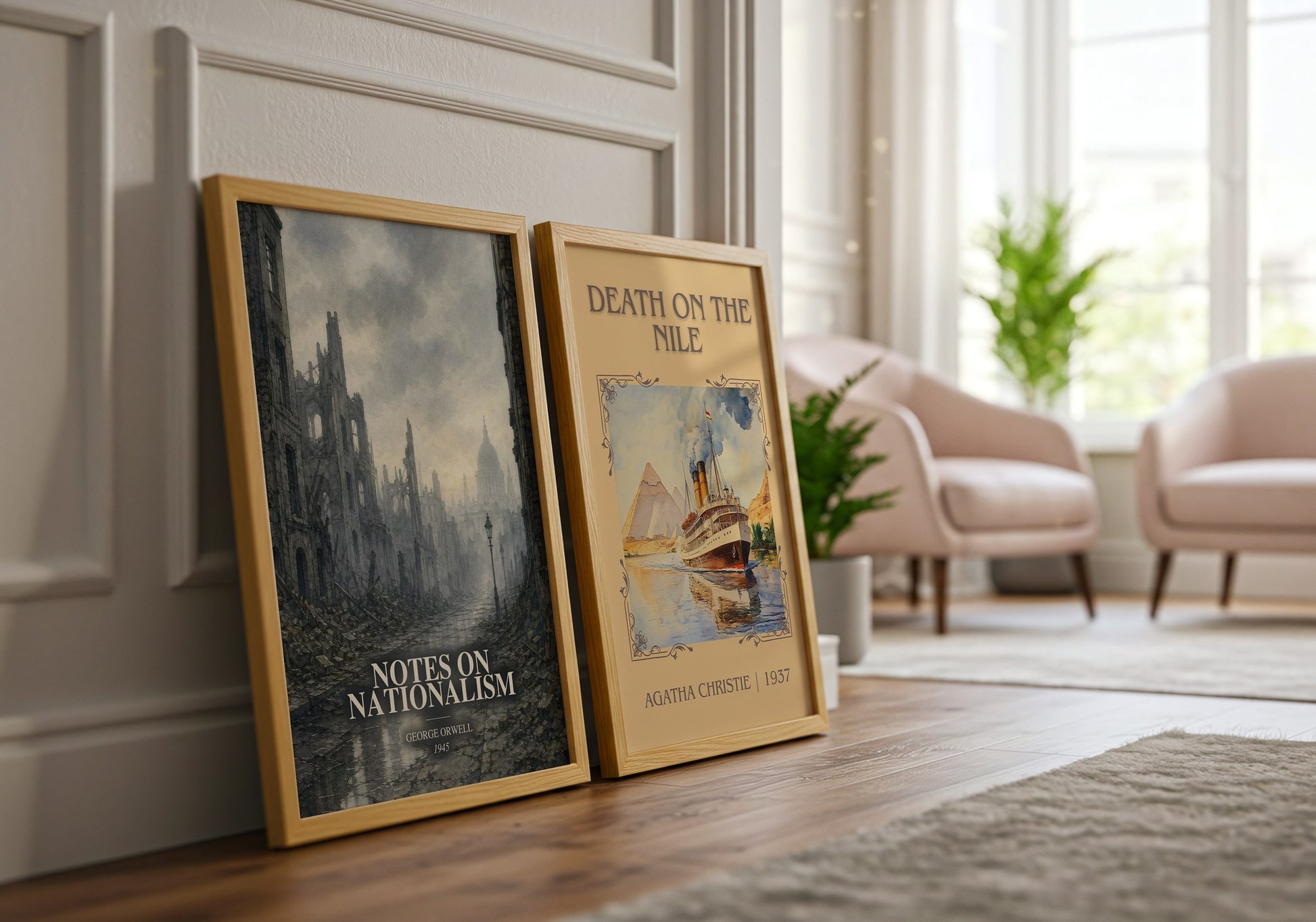 Notes On Nationalism watercolour print framed by window – literary home decor
