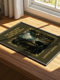 Man Who Came Back From The Dead Classic Book Art Print by G. Leroux – print on a sunlit desk