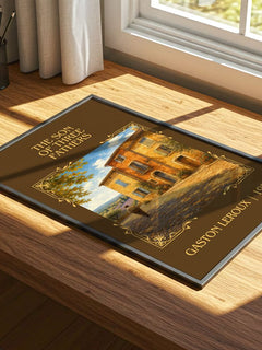 The Son Of Three Fathers Classic Book Art Print by Gaston Leroux – print on a sunlit desk
