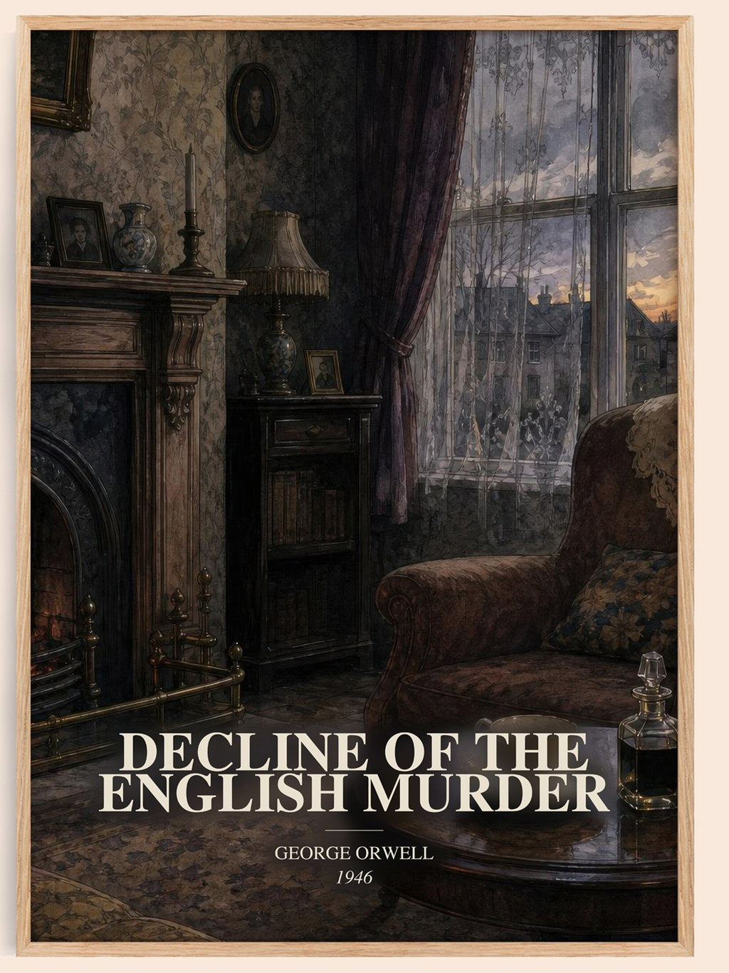 Decline Of The English Murder watercolour book poster by George Orwell – framed literary art print