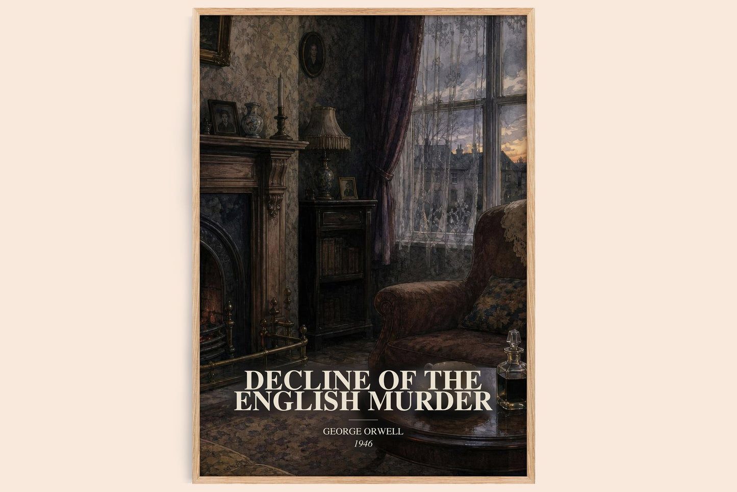 Decline Of The English Murder watercolour book poster by George Orwell – framed literary art print