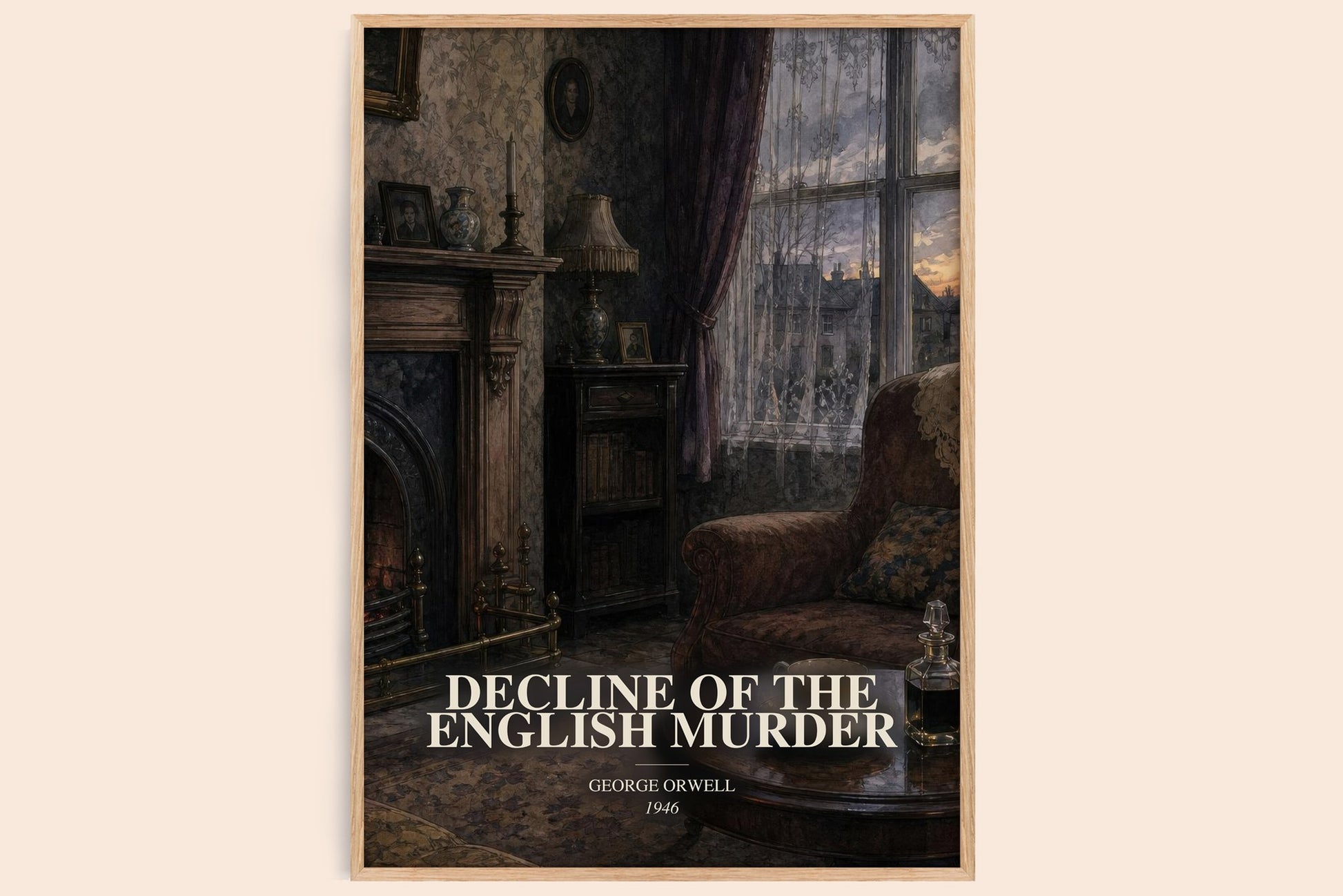 Decline Of The English Murder watercolour book poster by George Orwell – framed literary art print