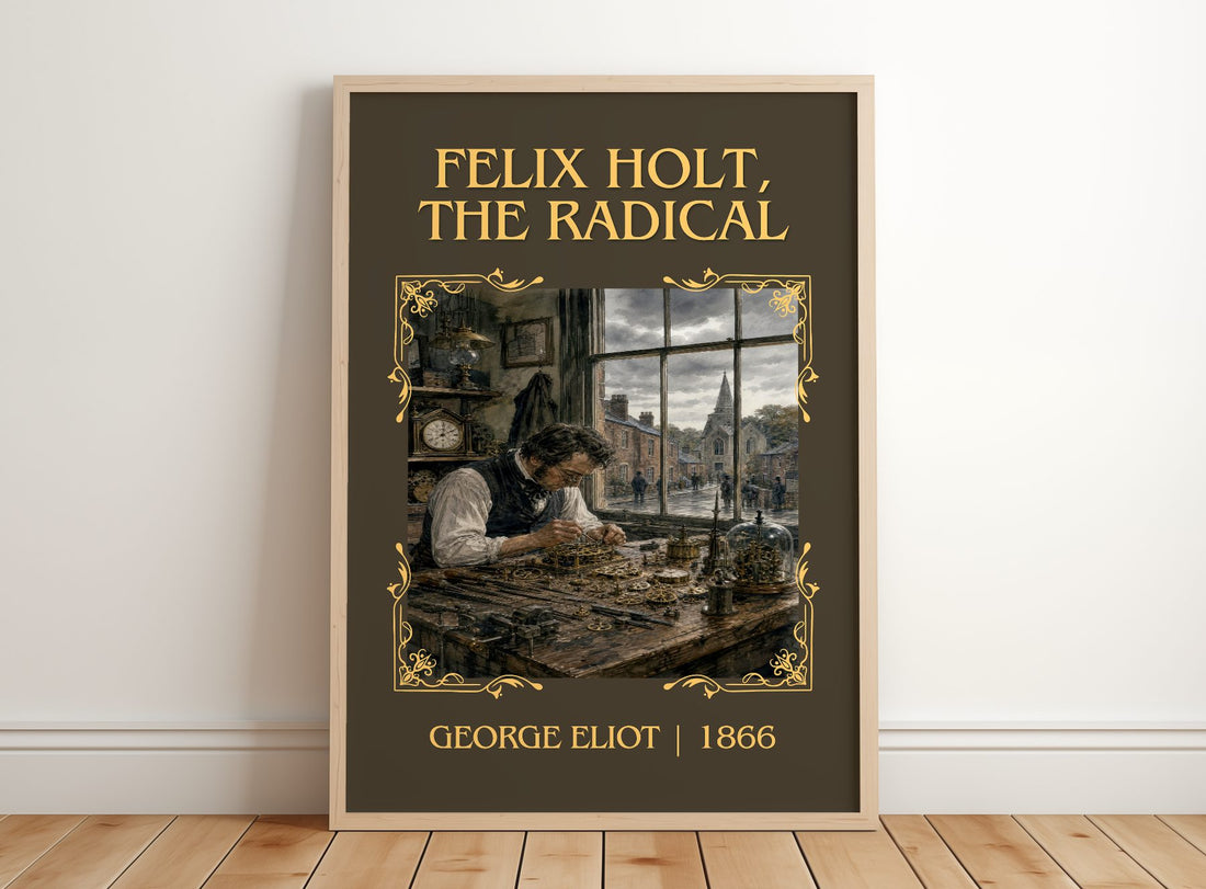 Felix Holt, The Radical Classic Book Art Print by George Eliot – framed print leaning on a wooden floor