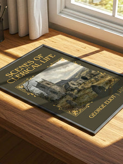Scenes Of Clerical Life Classic Book Art Print by George Eliot – print on a sunlit desk