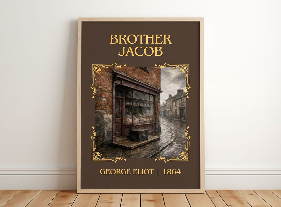 Brother Jacob Classic Book Art Print by George Eliot – framed print leaning on a wooden floor