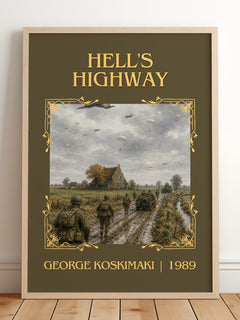 Hell'S Highway Classic Book Art Print by George Koskimaki – framed print leaning on a wooden floor
