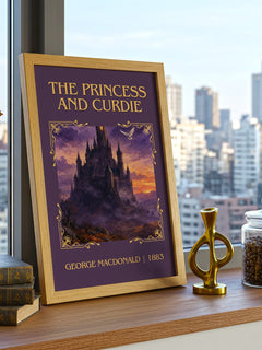 The Princess And Curdie Classic Book Art Print by George Macdonald – framed print on a city-view windowsill