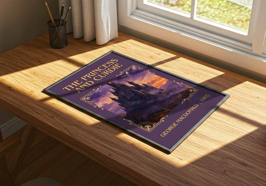 The Princess And Curdie Classic Book Art Print by George Macdonald – print on a sunlit desk