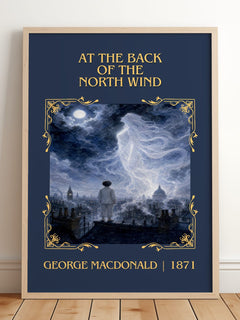 At The Back Of The North Wind Classic Book Art Print by G. Macdonald – framed print leaning on a wooden floor