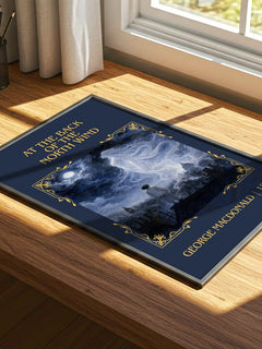 At The Back Of The North Wind Classic Book Art Print by G. Macdonald – print on a sunlit desk