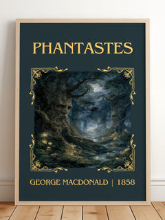 Phantastes Classic Book Art Print by George Macdonald – framed print leaning on a wooden floor