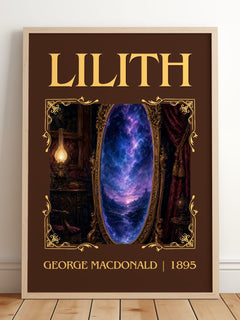 Lilith Classic Book Art Print by George Macdonald – framed print leaning on a wooden floor