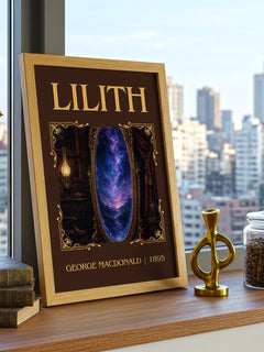 Lilith Classic Book Art Print by George Macdonald – framed print on a city-view windowsill