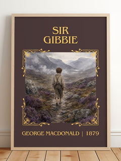Sir Gibbie Classic Book Art Print by George Macdonald – framed print leaning on a wooden floor