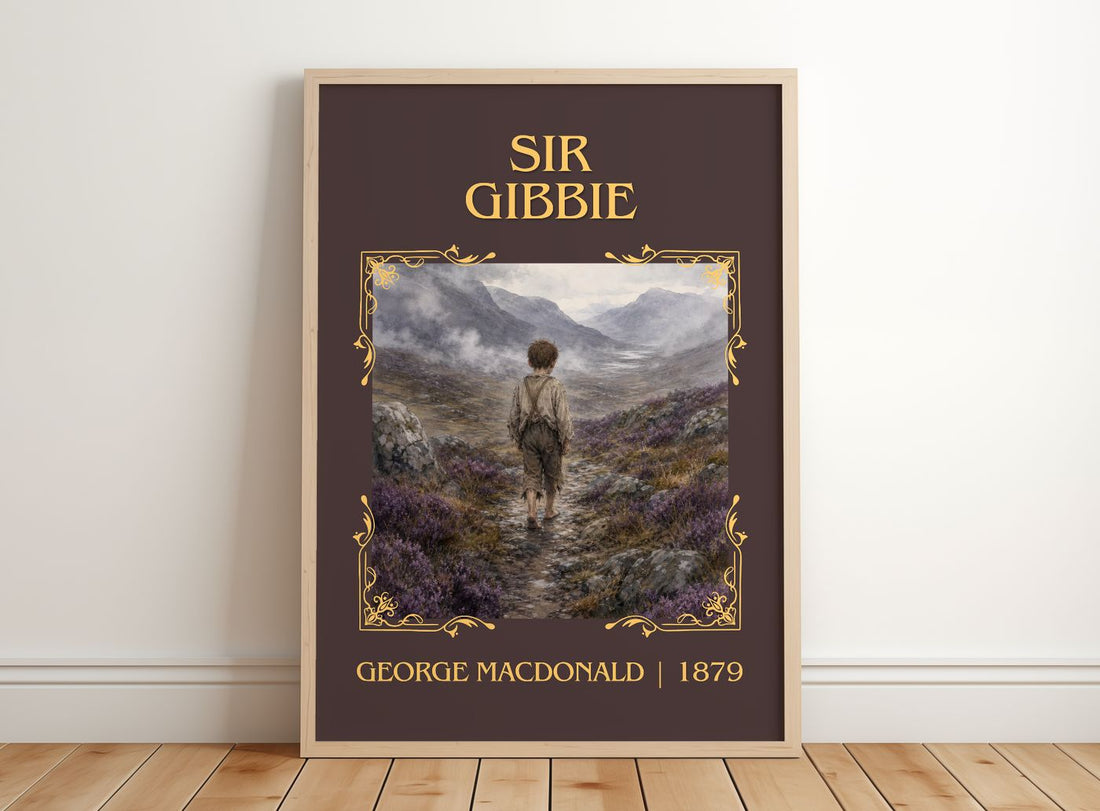 Sir Gibbie Classic Book Art Print by George Macdonald – framed print leaning on a wooden floor