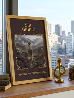 Sir Gibbie Classic Book Art Print by George Macdonald – framed print on a city-view windowsill