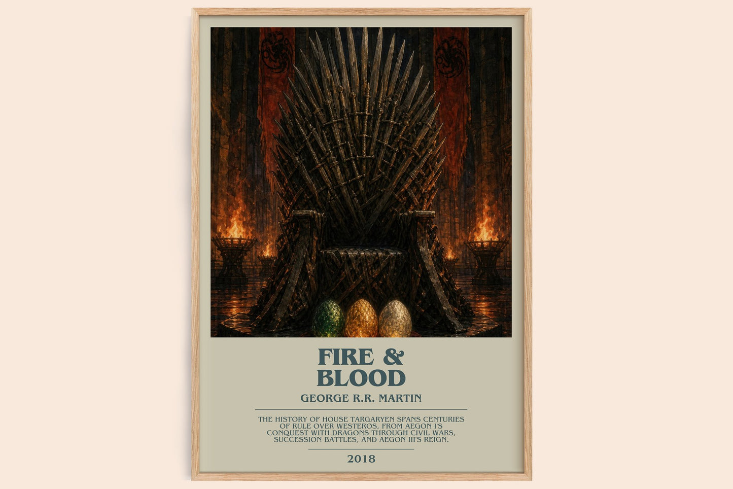 Fire & Blood bookish book poster by George R.R. Martin – framed literary art print