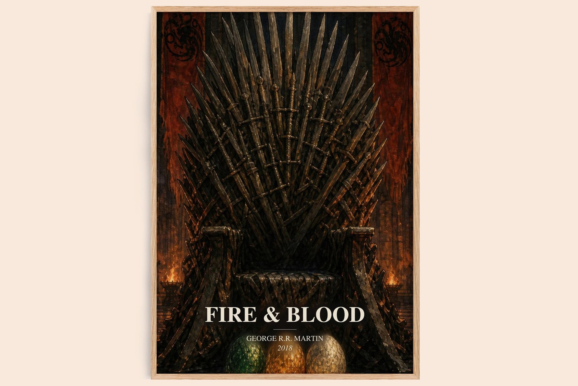 Fire & Blood watercolour book poster by George R.R. Martin – framed literary art print